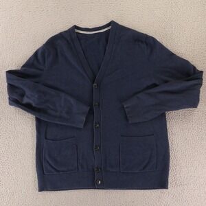 GAP Sweater Mens M Navy Blue Heather Cotton Cardigan Classic Fit Casual Pockets